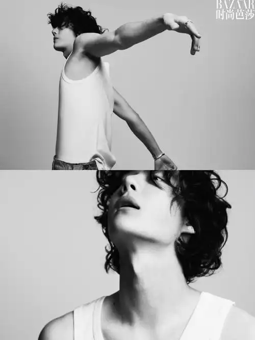 时尚芭莎 王一博##王一博卷毛吐舌