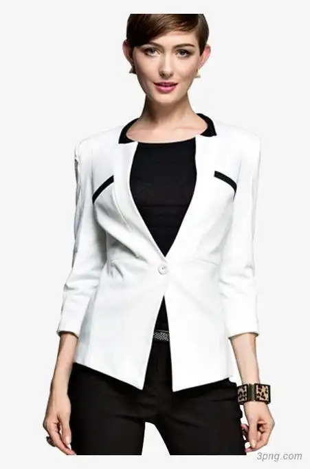 白色女西服png素材透明免抠图片-动植人物