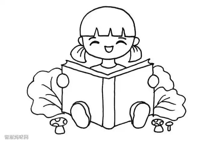 大人给孩子读书的简笔画