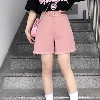 搭套装女一整套夏季2024新款t恤牛仔短裤小个子两件 单件粉色牛仔短裤