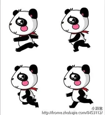 设计熊猫,卡通/动漫风格,侧面,跑步的连贯动作-漫画设计-动画设计