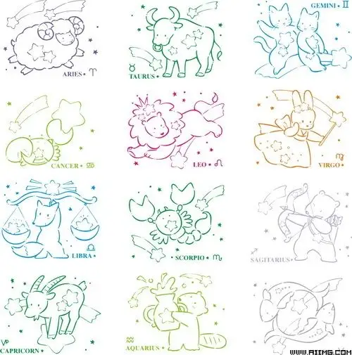 3款可爱的12星座矢量素材