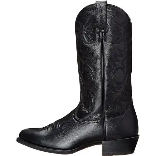 西部牛仔靴男新款刺绣高跟男款切尔西靴木根中筒靴欧美风情西部牛仔靴