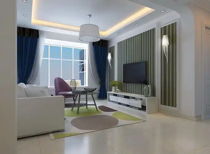 90平米两居室,现代简约风格效果图样板间