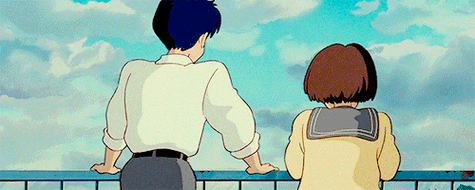 侧耳倾听月岛雯天泽圣司回头可爱日本动漫gif动图_动态图_表情包下载