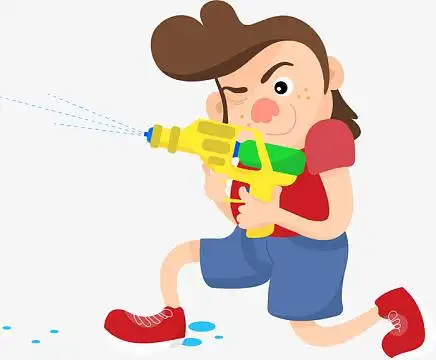 微笑卡通调皮水枪男孩