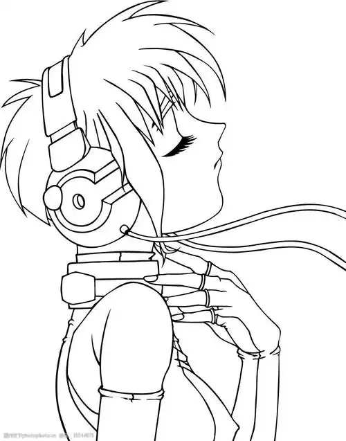 听音乐的少女图片