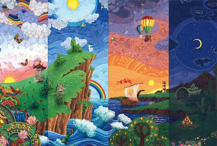 拼图1000片木质大型块儿童玩具女孩高难度卡通动漫 天蓝色 晴天爱情海