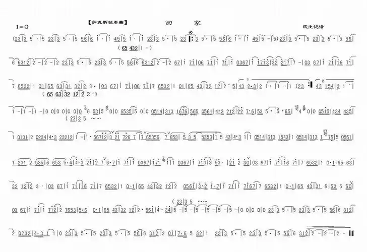 回家-肯尼基(萨克斯简谱)