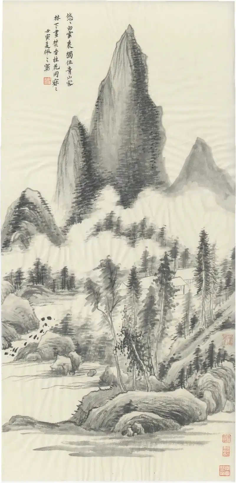 作品局部#烟雨江南 #国画 #山水 - 抖音