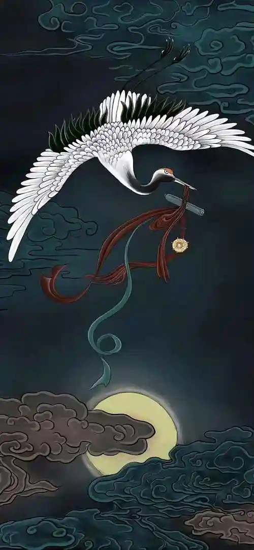 古风,仙鹤,中国画创意古风壁纸