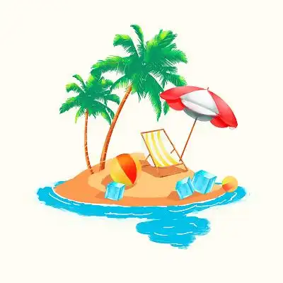 夏天立夏海边沙滩休闲度假场景插画海报元素