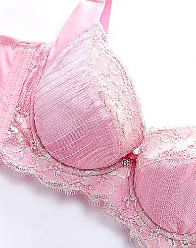 梦芭莎moonbasa内衣专场浅粉色清丽婉约蕾丝全方位3/4薄杯文胸