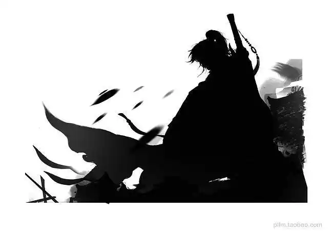 武侠仙侠侠客游戏人物形象剪影古风黑白水墨国风场景png透明免抠设计