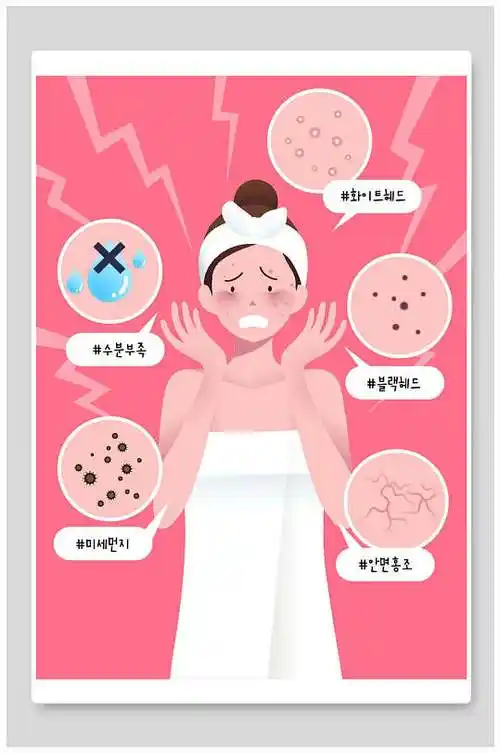 红色祛痘美容护肤插画素材