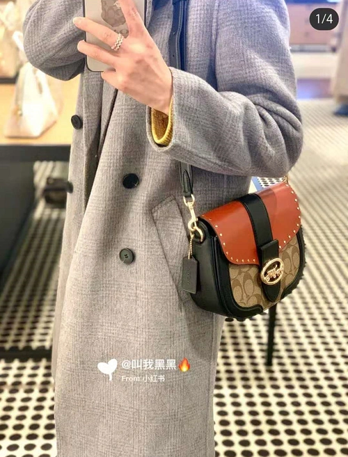 杨紫同款coach蔻驰georgie老花拼色马鞍包折后价1352