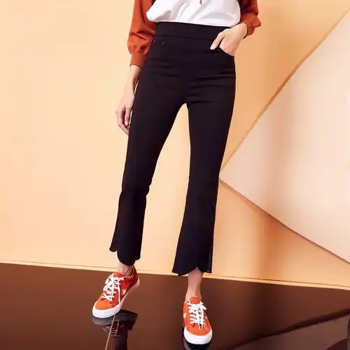 垂感休闲裤女装2019秋冬新款韩版黑色高腰宽松阔腿裤九分裤裤子潮