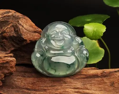 天然翡翠玉佛吊坠挂件 缅甸冰糯种翡翠佛公项链弥勒佛玉坠女款_7折