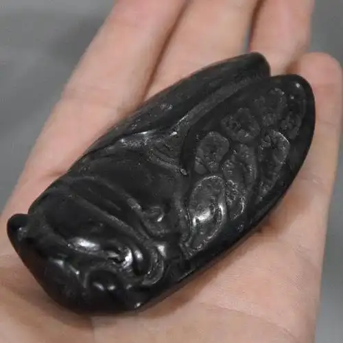 摆件高古玉古玩红山文化黑皮吸磁铁黑玉器挂件其他