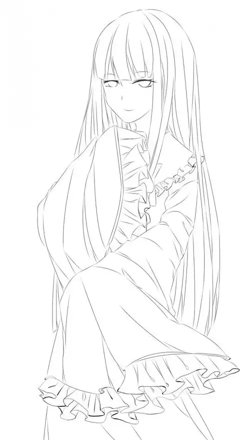 160张古风手绘线稿图片古风动漫插画线稿图片素材古风白描图11