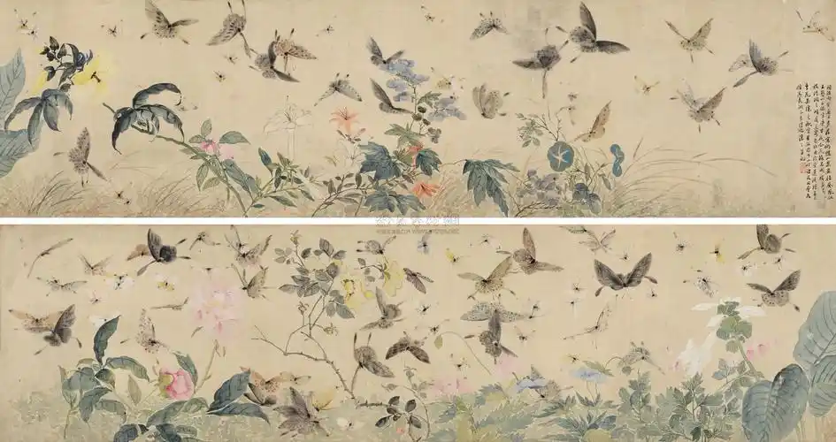 6138 百蝶图 镜片 设色纸本