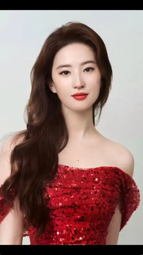 刘亦菲,红衣大波浪,妩媚多情!