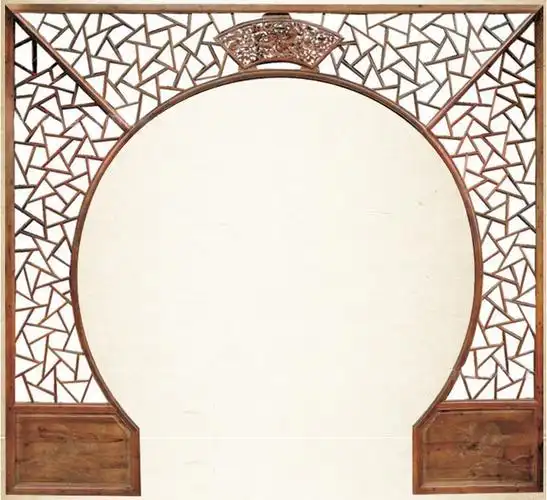 东阳仿古门窗 中式装修玄关隔断背景墙 屏风花格 落地月亮月洞门