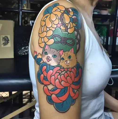 日式纹身御守圆菊花