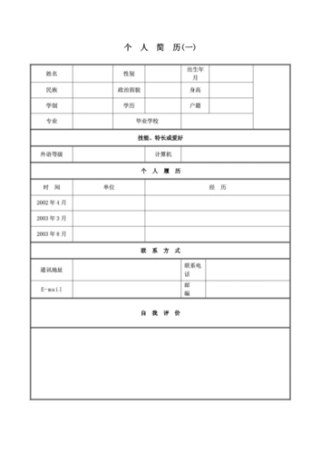 2011年优秀个人简历模板集合_word文档在线阅读与下载_免费文档
