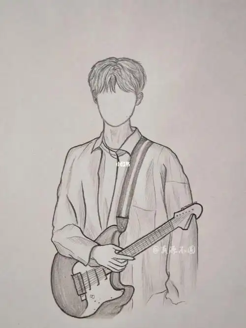 脑海里已经出现了弹着吉他的热血小张#张真源  #手绘  #线稿  #时代