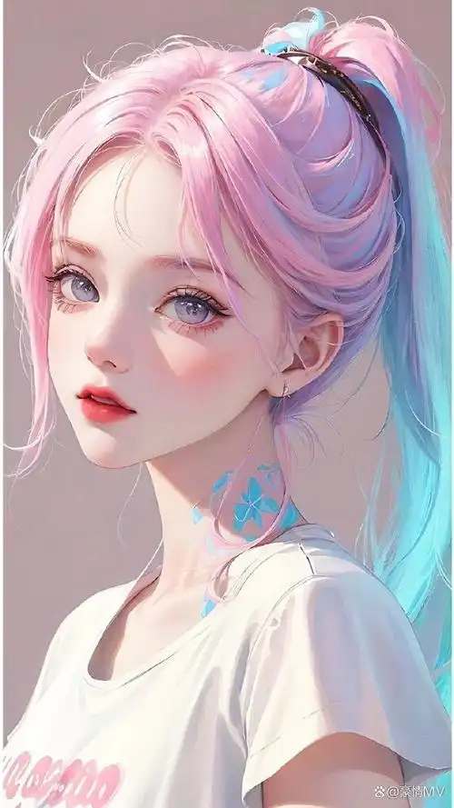粉色头发手绘美女图片高清_好看的ins动漫美女高清图片