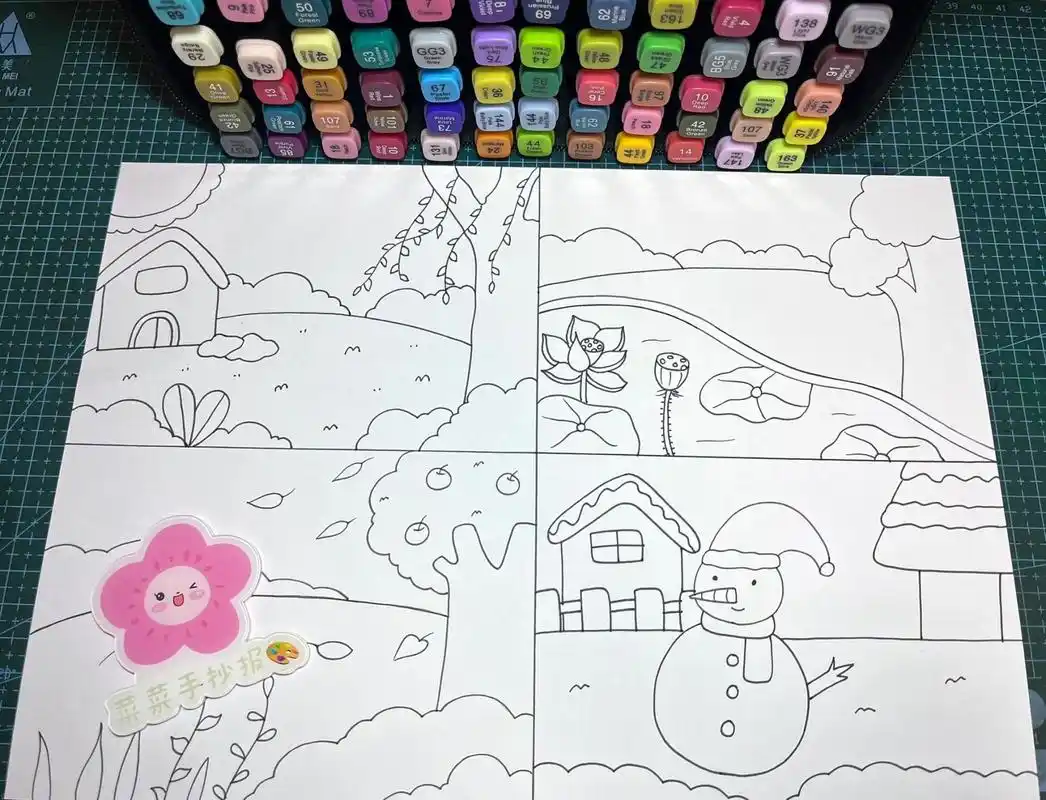 春夏秋冬四季绘画 春夏秋冬四季儿童画,一年级语文《四季》绘画,🈶