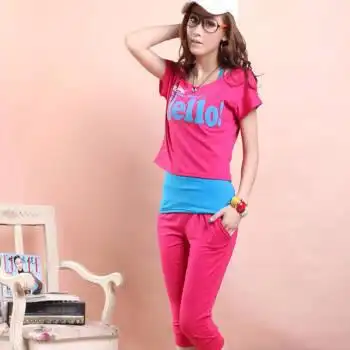 新款短袖短裤时尚休字母闲套装三件套tx1094 玫红色 m - 京东触屏版