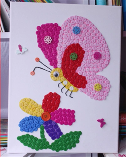 创意的纽扣手工画diy制作的可爱小作品