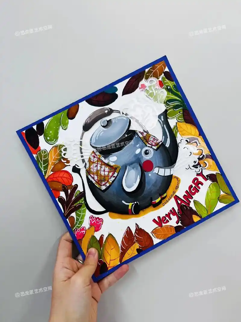 咕噜噜水开啦,水蒸气都把壶盖顶开啦!#儿童美术 #画画其实很 - 抖音