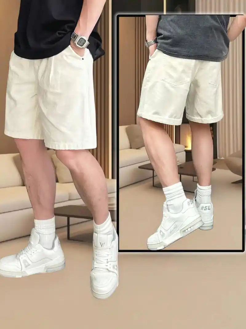 男生们时尚必备潮流白色牛仔短裤