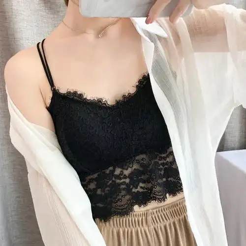 夏季肩带钢圈薄款内衣裹胸新款抹胸蕾丝性感抹胸