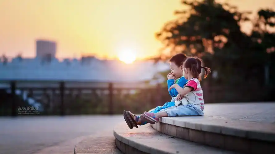 两小无猜 人像 人像 逆光 儿童 唯美 亲子
