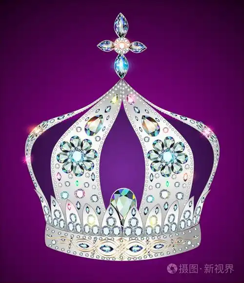 闪亮的银紫色背景上王冠