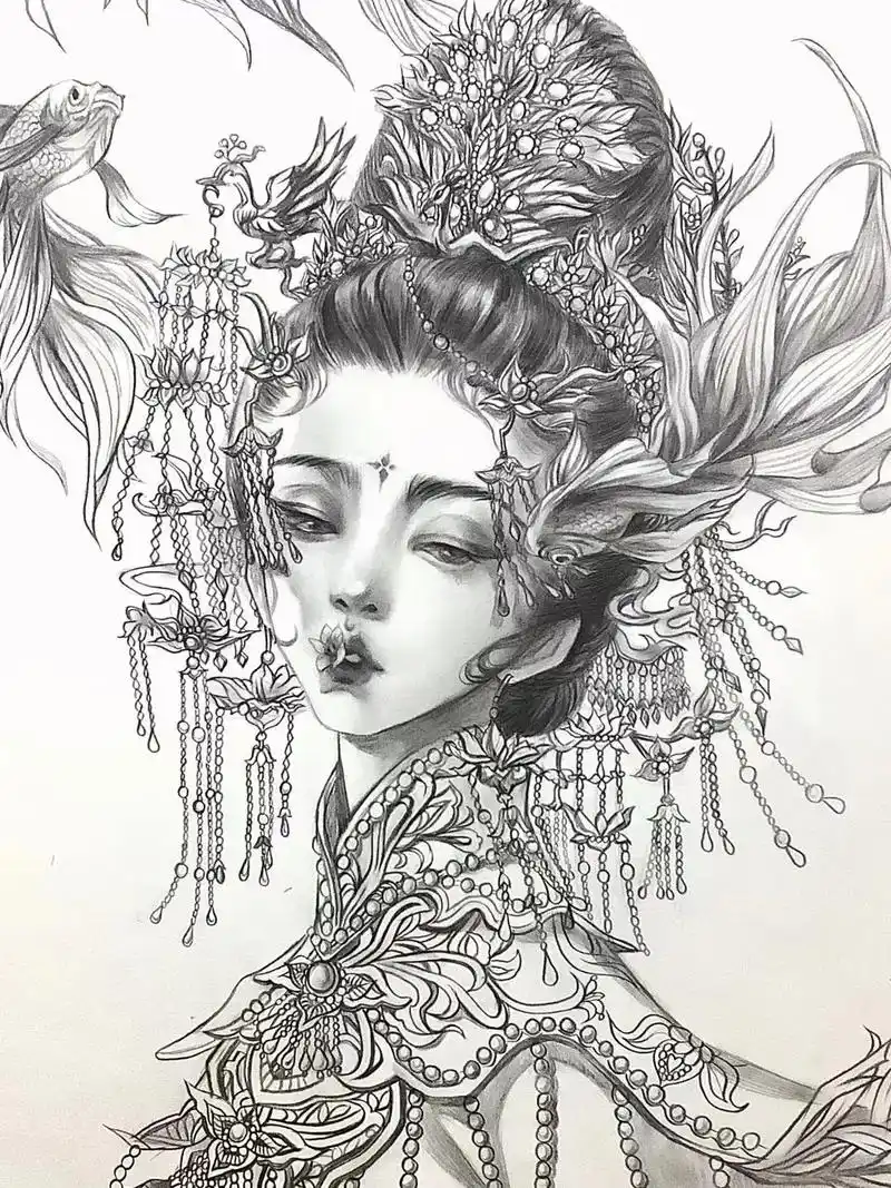 古风.好久没更了#铅笔画 #古戈力临摹 #古风 - 抖音