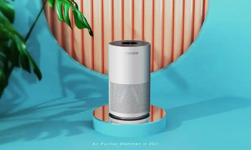 洁净空气清新生活mooka空气净化器渲染效果图