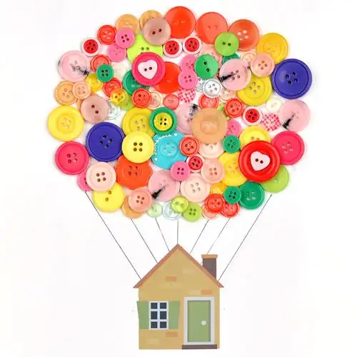 儿童彩色树脂纽扣画diy手工制作材料包幼儿园装饰小扭扣子钮扣花 - 铜