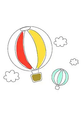 卡通热气球矢量手绘线稿卡通简约