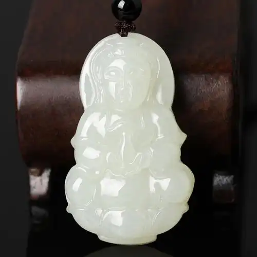曼丽翠 和田玉观音吊坠玉石项链男女款玉坠赠挂绳附证书