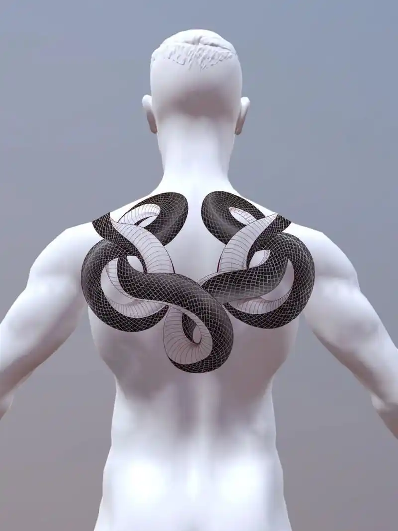 半背纹身 蛇纹身 客稿,双头蛇,共用一个身子