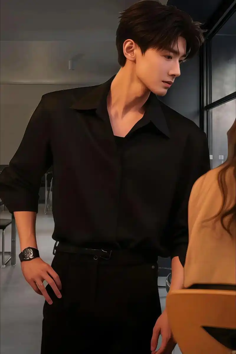 黑衬衫 #男生怎么穿