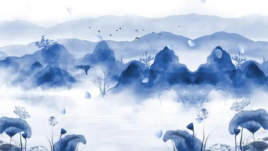 4k蓝色古风青花瓷背景青花瓷视频背景