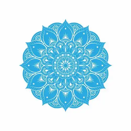 复古风格的复杂蓝色蔓藤花纹宗教花朵图案4525542矢量图片免抠素材