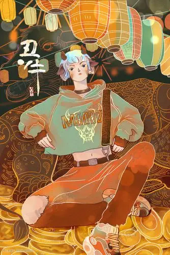 牛年国潮风生肖拟人牛少女插画图片-千库网