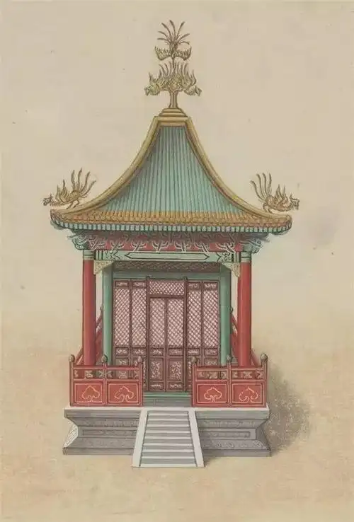 手绘中国经典古建筑亭